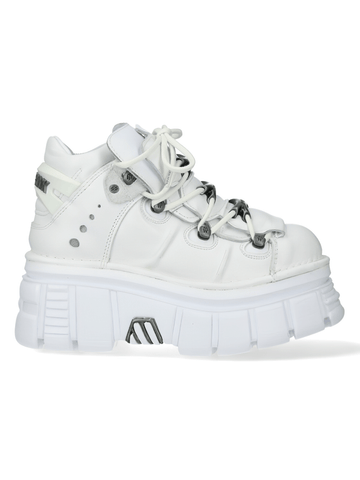 Elegant Unisex White Lace-Up Rock Ankle Boots.