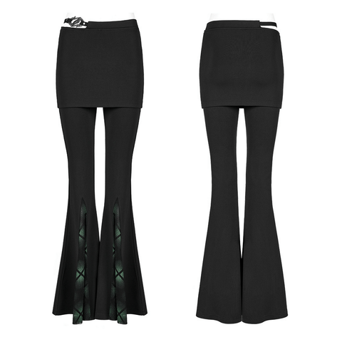 Versatile Plaid Goth Flares with Detachable Skirt.