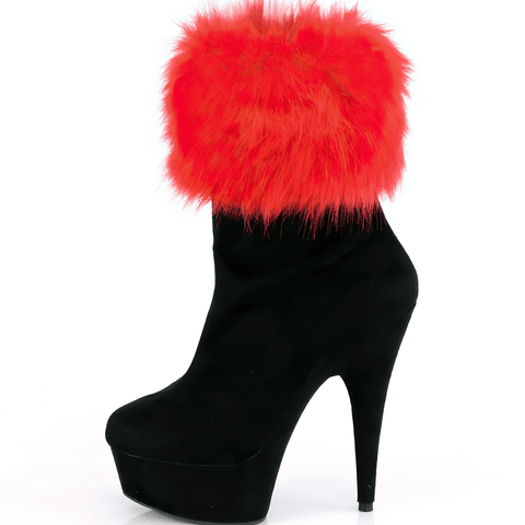 6" Heel Platform Boots with Snap-On Fur Cuffs.