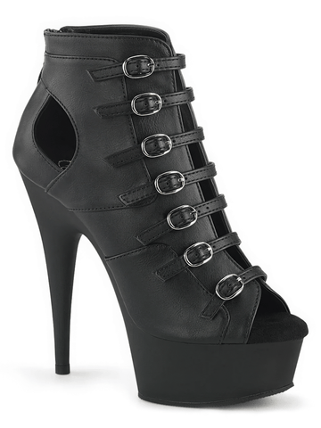 Bold Buckle-Up Heels with Cutout Design and Platform.