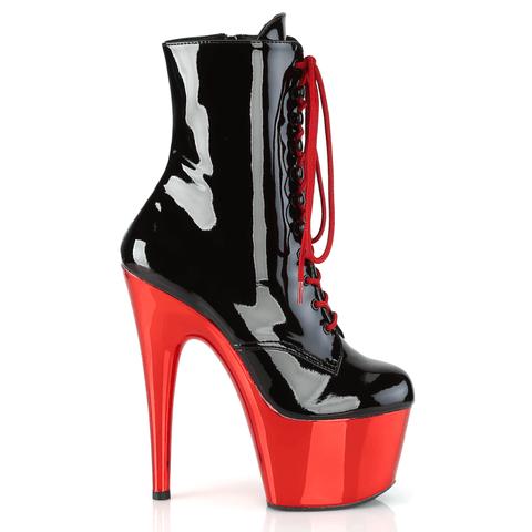 Chic Women's Red and Black Lace-Up Platform Boots.