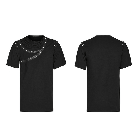 Asymmetrical Punk T-Shirt: Cracked Leather and Decadent Rivets.