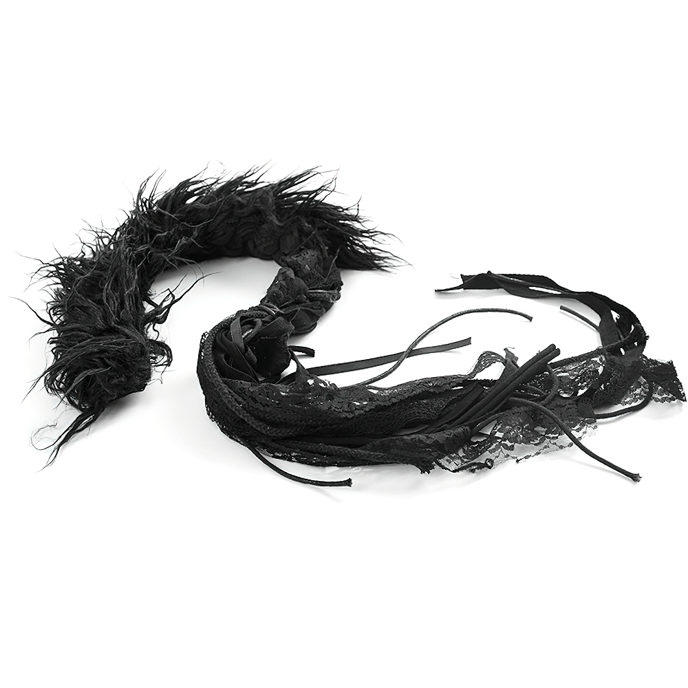 Punk Rock Black Faux Fur Mohawk Hair Piece Accessory.