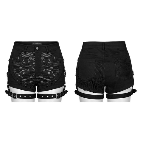Punk Rave Decayed Mesh High-Waisted Shorts.