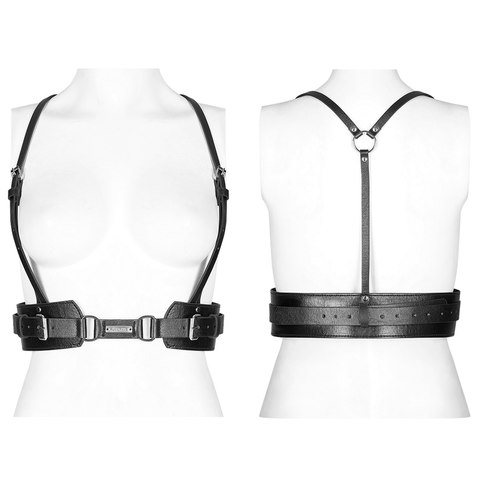 Adjustable Leather Harness with Punk Rave Detailing.