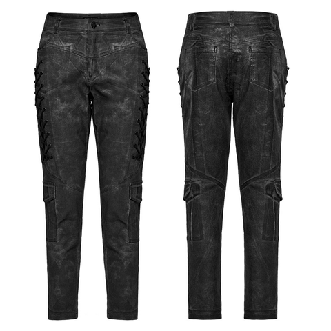 Dark Streetwear Distressed Texture Black Pants for Men.