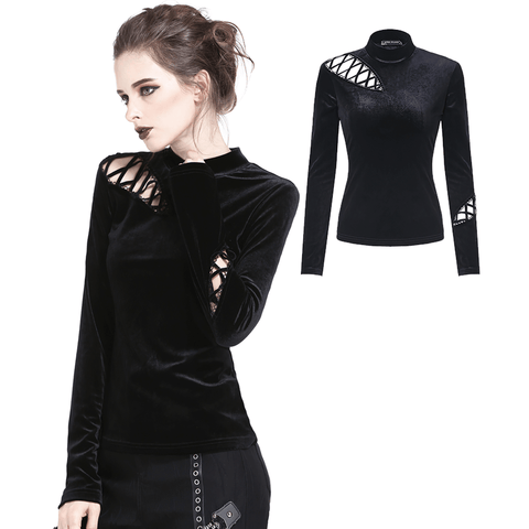 Elevate Your Edge: Lace-Up Velvet Turtleneck for a Bold Look.