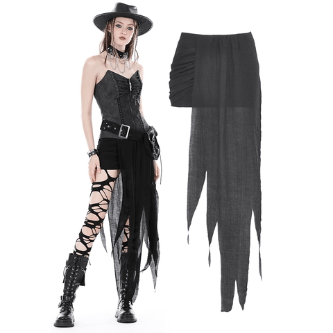 Black Gothic Asymmetrical Skirt: Asymmetrical Punk Rock Style.