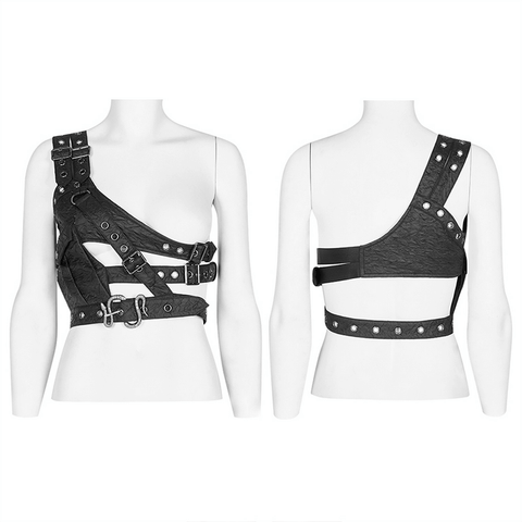 Gothic Asymmetrical Strap Shoulder Body Harness.