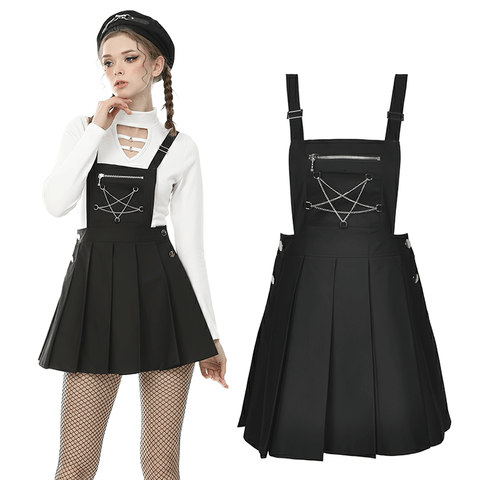 Gothic Pentagram Chain Choker Dress: Punk Chic.