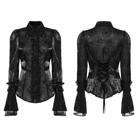 Victorian Romance Meets Modern Edge - Lace Rose Shirt.