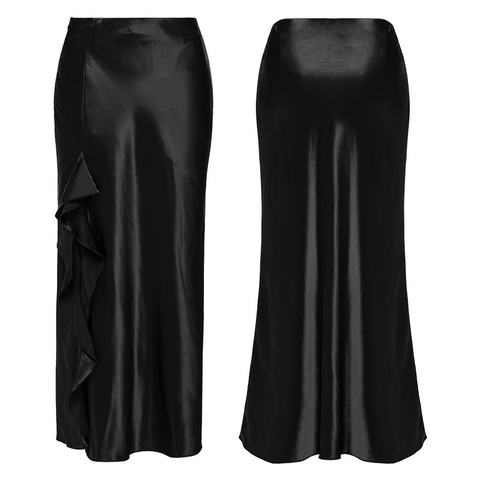 Asymmetrical Draping Cut Skirt: Dark Romance with a Feminine Touch.
