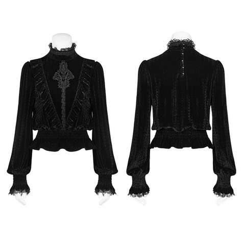 Victorian Romance Meets Modern Edge: The Velvet Ruffle Blouse.