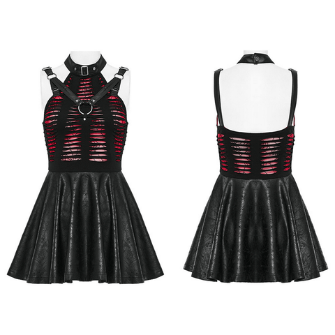 Unleash Your Inner Spider: Gothic Cutout Mini Dress.