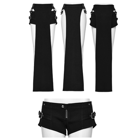 Edgy Black Shorts and Removable High Slit Skirt.