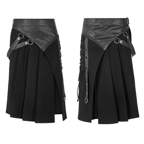 Unleash Your Inner Rebel: Punk Leather Half Skirt Adjustable Buckle.