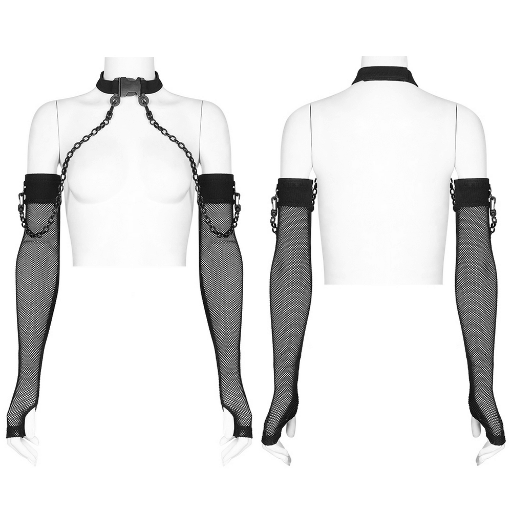 Texture Gauze Cutting Choker With Detachable Arm Sleeves.