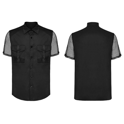 Short Sleeve Tactical Mesh Black Shirt for Men.