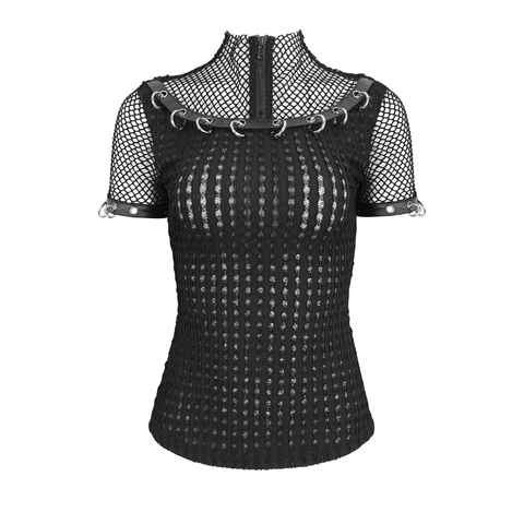 Elevate Your Look with a Black Mesh Sleeves T-shirt.