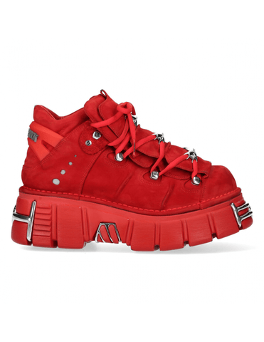 Rock-Inspired Red Lace-up Ankle Footwear.