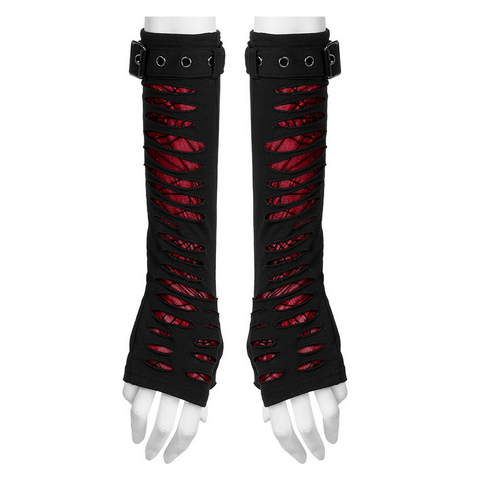Bold Goth Cut Gloves with Spider Mesh Splice.