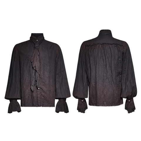 Victorian-Inspired Steampunk Tie Shirt in Linen.