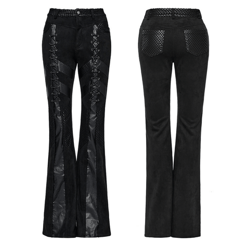 Edgy Punk Flared Pants with Eyelet Lace-Up Detail