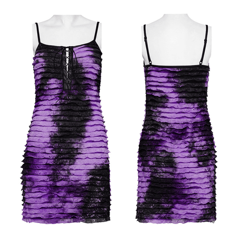 Rock the Party in this Edgy Tie-Dye Dress with a Drawstring.