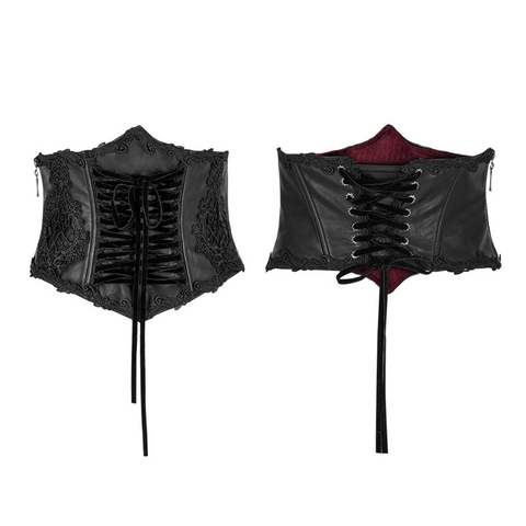 Victorian Leather Corselet: Punk Rave Embroidered Bodice. 