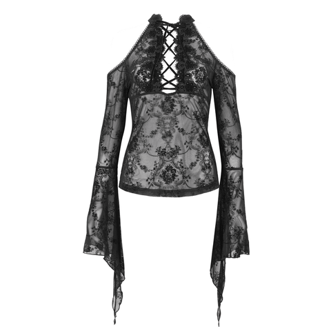 Gothic Glamour - Women's Sexy Hollow Out Shoulder Top.