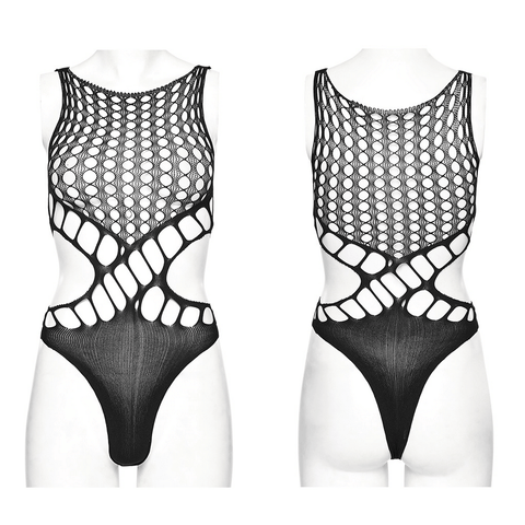 Punk Bodysuit: Sultry Black Mesh Perfection.