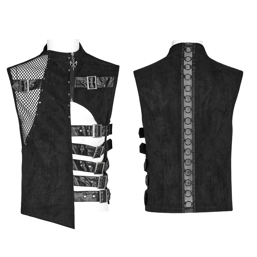 Fashion-Forward Punk Vest: Bold Suede and Buckles.