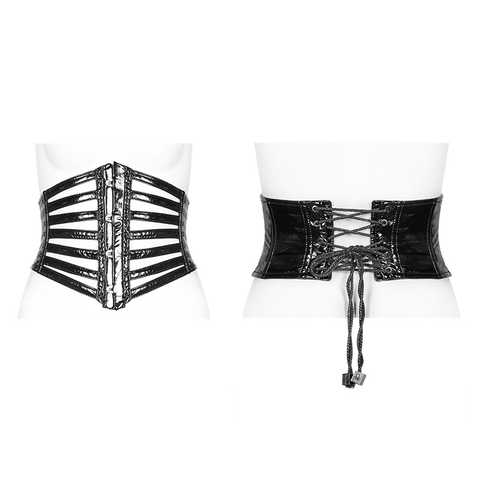 PUNK Girdle: Sleek PU and Metal Cone Nail Design.