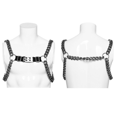 Heavy-Duty Punk Chain Chest Harness.