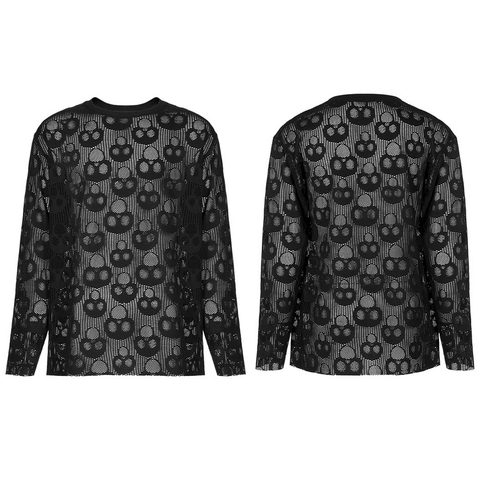 Skull Mesh Long Sleeve Top for Punk Daily Style.