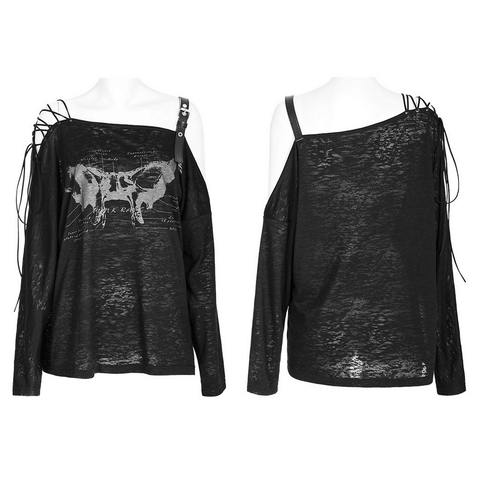 Stylish Punk Long Sleeve Top with Lace-Up Detail.