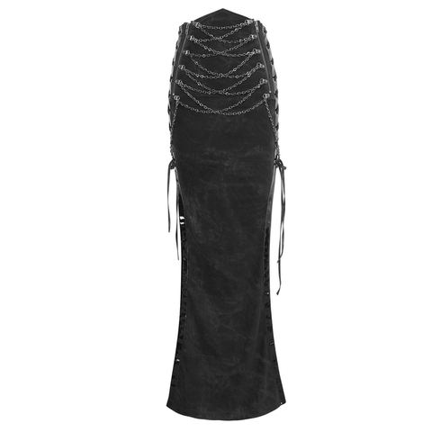 Stylish Black Maxi Skirt with Lace-Up Sides for Women.