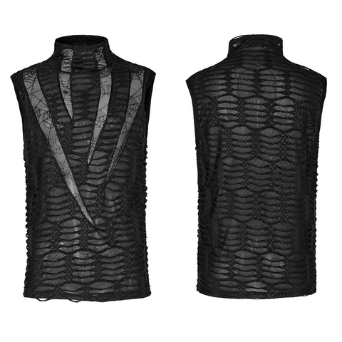 Asymmetric Sharp Teeth Men's Gothic Sleeveless Top.