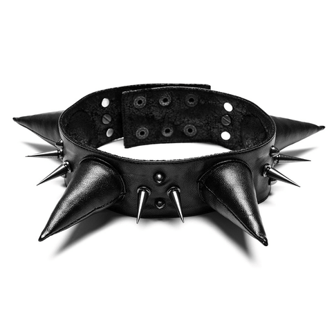 Punk Pointed Choker with Spike Embellishments.