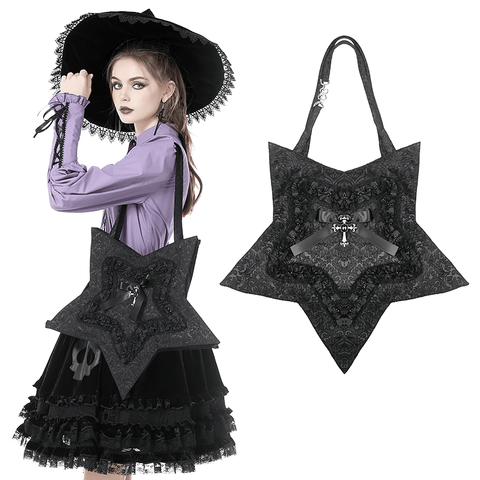 Gothic Bag in Star Form: Spooky Cute Accessory for Lady.
