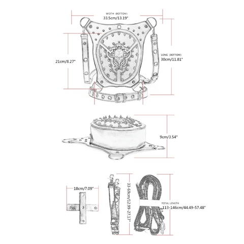 Steampunk Biker Fusion - Unisex Rivets Waist Leg Bag.