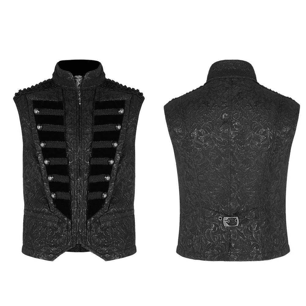 Black Embroidered Steampunk Waistcoat for Men.