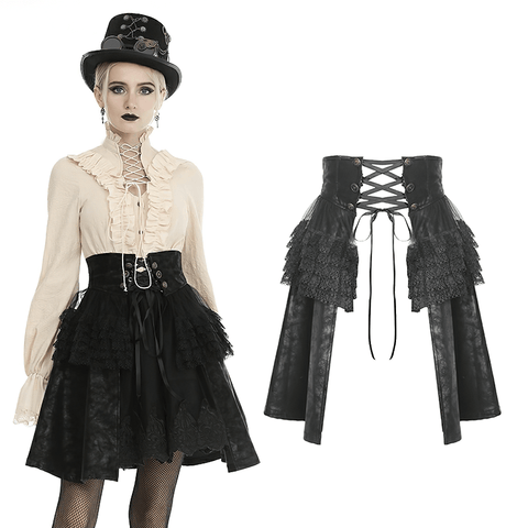 Dark Victorian Vibes: Lace Skirt with Steampunk Accents.