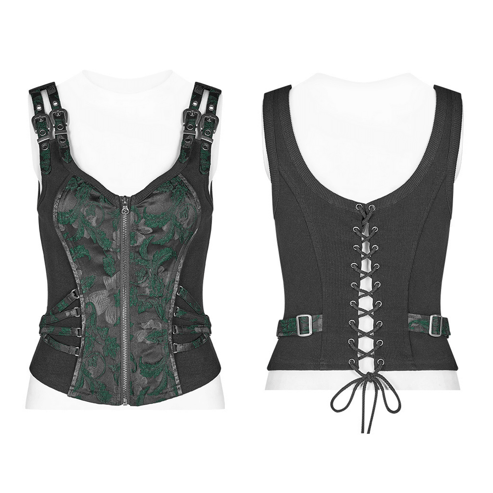 Victorian Women's Tight Jacquard Waistcoat - Gothic Charm.