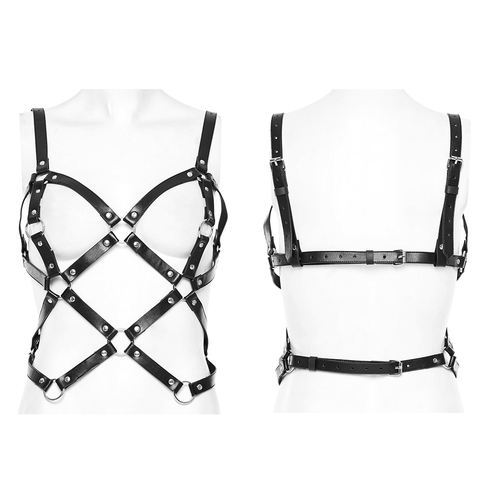 Punk Harness - PU Leather Structure with Metal Rings.