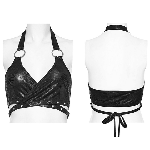 Punk Rock Halter Neck Cropped Crop Top.