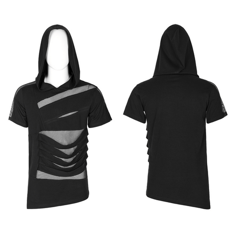 Unleash Your Inner Rebel: Punk Hooded T-Shirt.