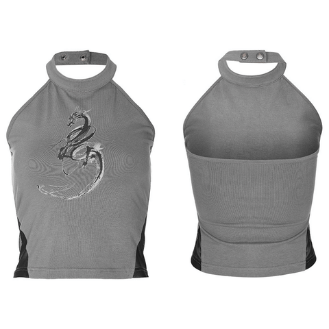 Reversible Dragon Print Halterneck Camisole.