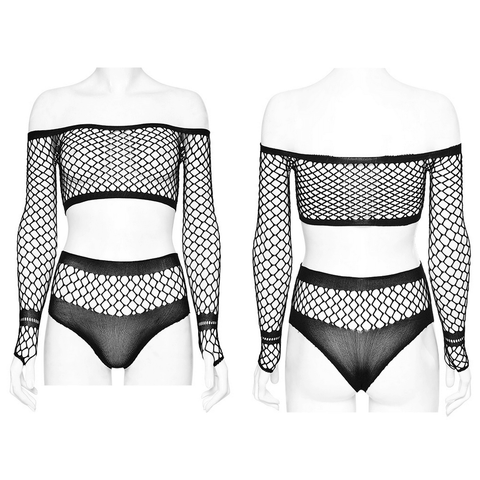 PUNK Mesh Lingerie Set - Edgy Bralette and Panty.