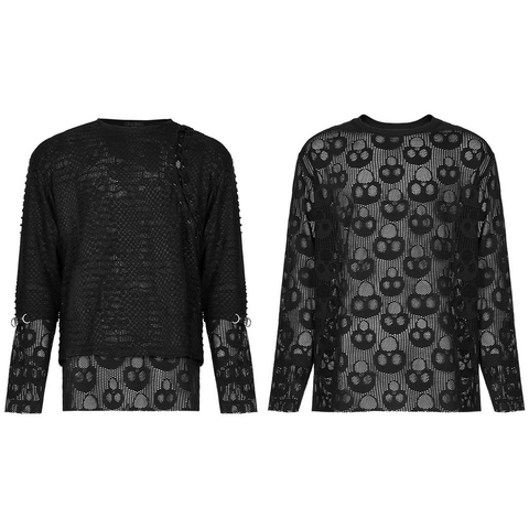 Gothic Long Sleeve Top with Ghost Buckle.